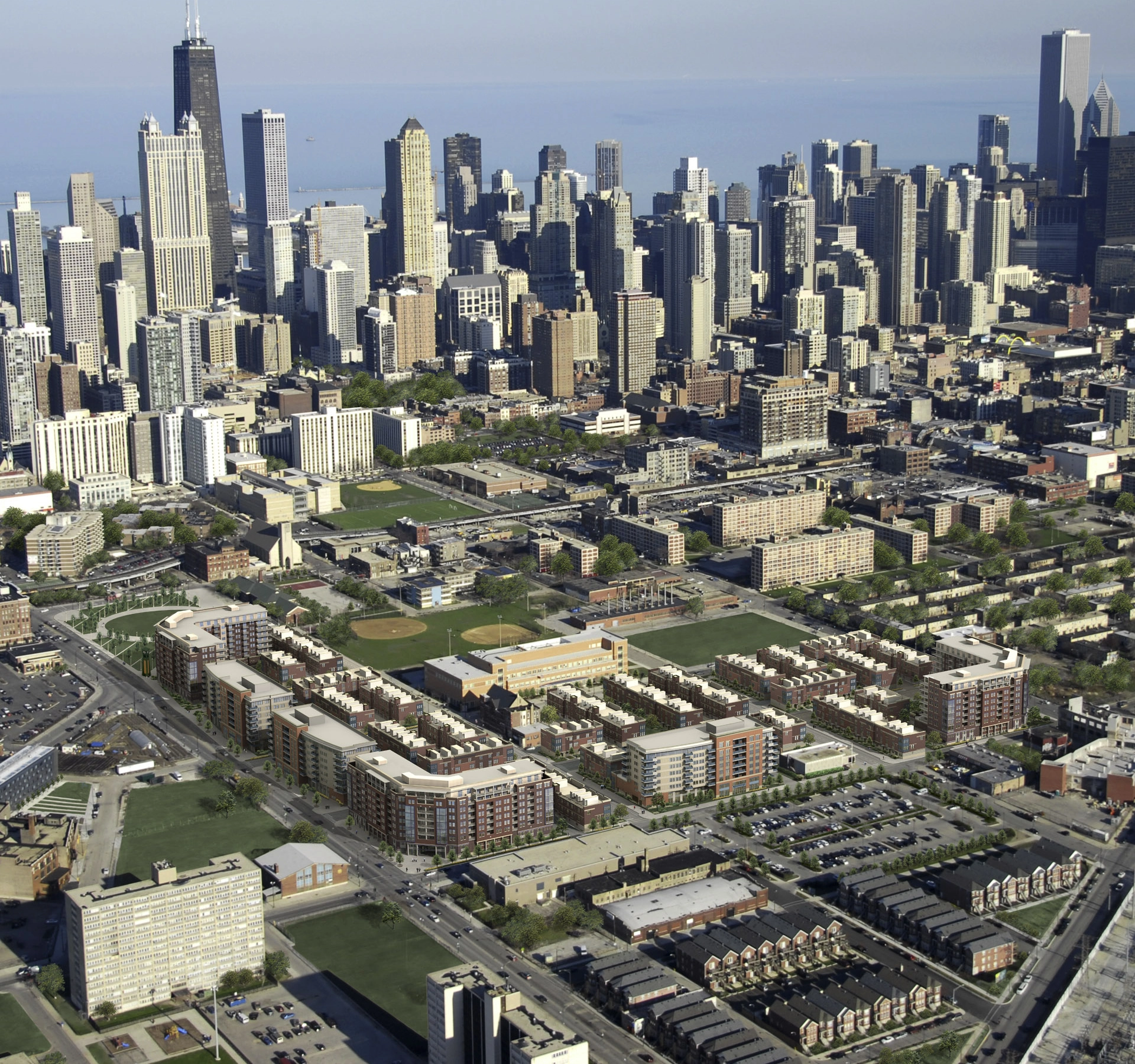 Parkside Old Town Development Birds-Eye View