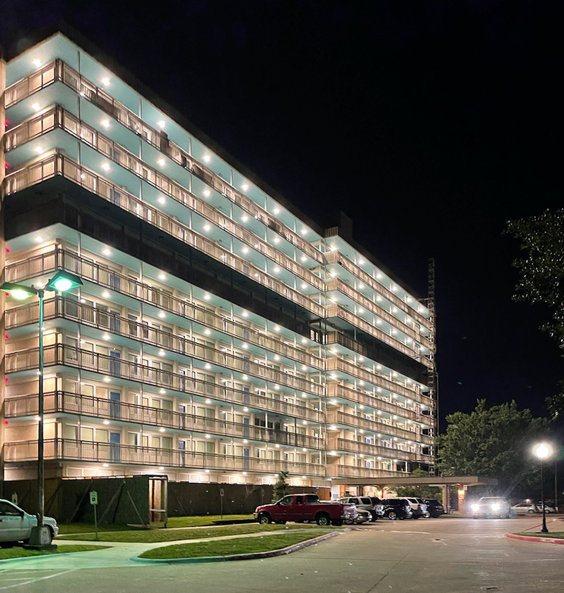 Robison Terrace Apartments at Night